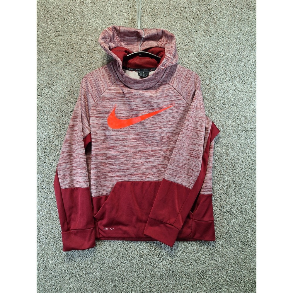 Nike Hoodie Size XL Crimson Red Heather Fleece Lined Dri-Fit Kangaroo Pockets